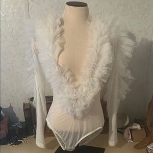White Tulle bodysuit size medium Angel 😇